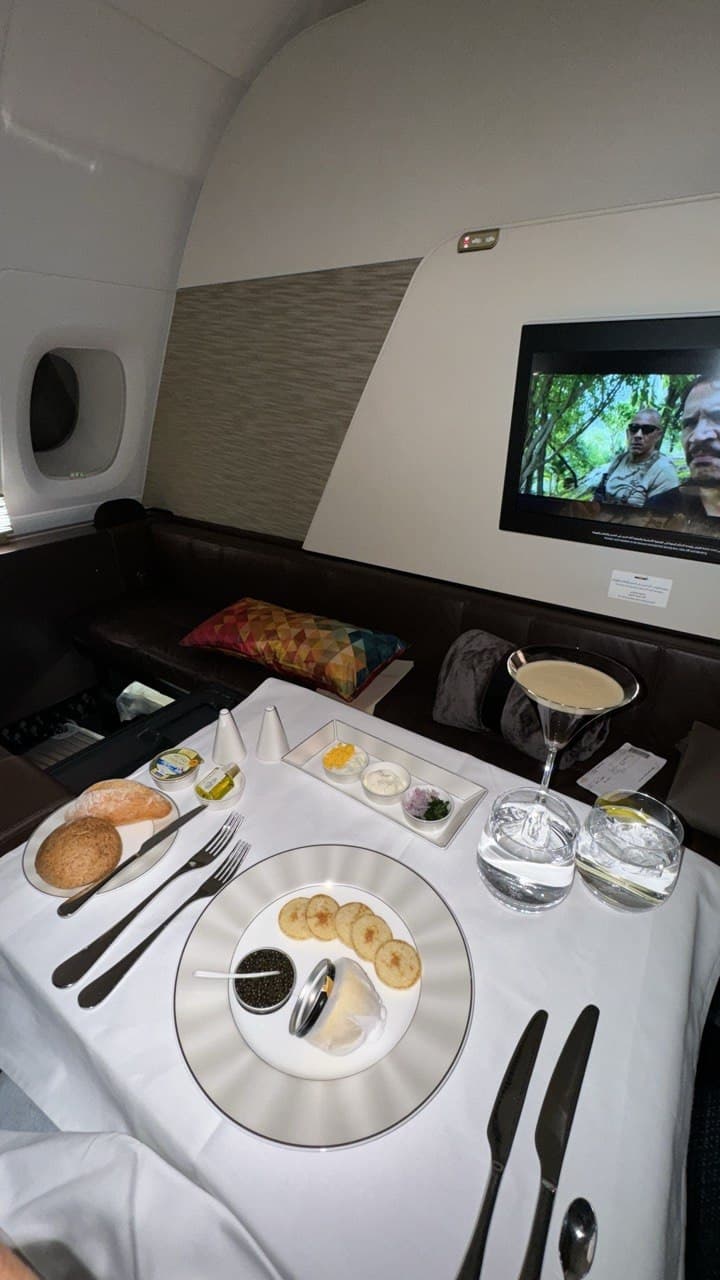 First Class suite with caviar service onboard